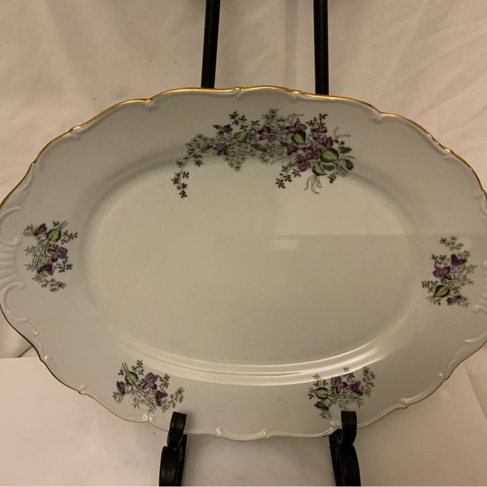 VINTAGE TOSCPORT CZECHOSLOVAKIA FINE CHINA PLATTER. SPRING VALLEY Stamped.k3